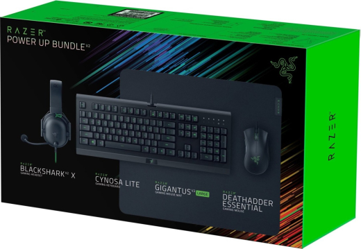 Razer Power Up Bundle V2 Gaming Set, Cynosa Lite, DeathAdder Essential, Gigantus V2 L, BlackShark V2 X, USB