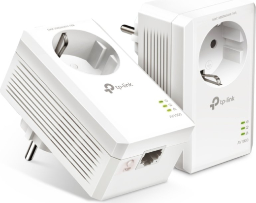 TP-Link Powerline AV1000 Passthrough Starter Kit, HomePlug AV2, RJ-45, 2er-Pack