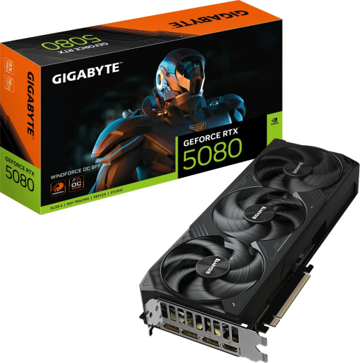 GIGABYTE GeForce RTX 5080 Windforce OC SFF 16G, 16GB GDDR7, HDMI, 3x DP