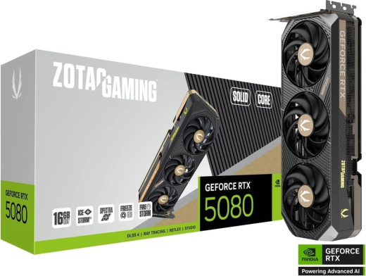 Zotac Gaming GeForce RTX 5080 Solid CORE, 16GB GDDR7, HDMI, 3x DP