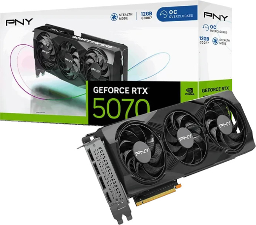 PNY GeForce RTX 5070 Overclocked Triple Fan, 12GB GDDR7, HDMI, 3x DP