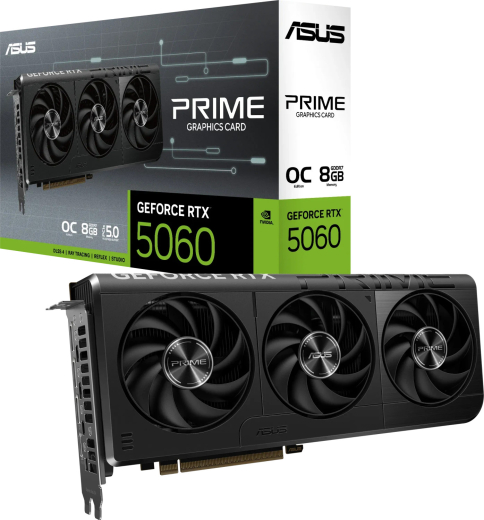 ASUS Prime GeForce RTX 5060 OC, PRIME-RTX5060-O8G, 8GB GDDR7, HDMI, 3x DP