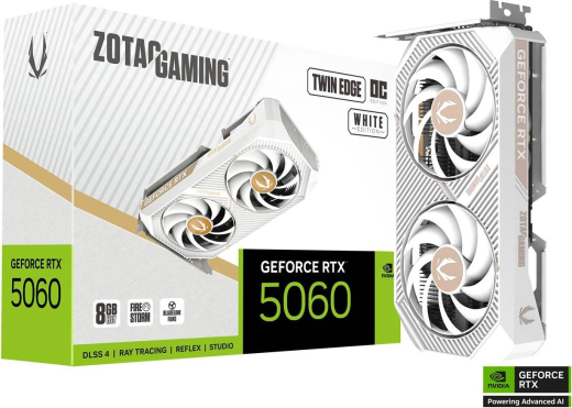 Zotac Gaming GeForce RTX 5060 Twin Edge OC White Edition, 8GB GDDR7, HDMI, 3x DP