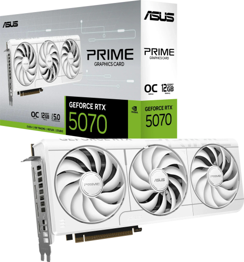 ASUS Prime GeForce RTX 5070 OC White, PRIME-RTX5070-O12G-WHITE, 12GB GDDR7, HDMI, 3x DP